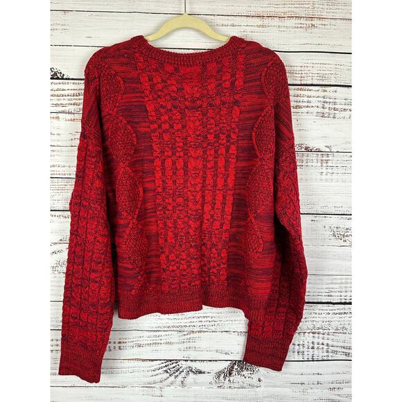 Womens NWT John & Jenn Red Gray Blend Cable Knit Sweater Casual Career Size M - Picture 2 of 8